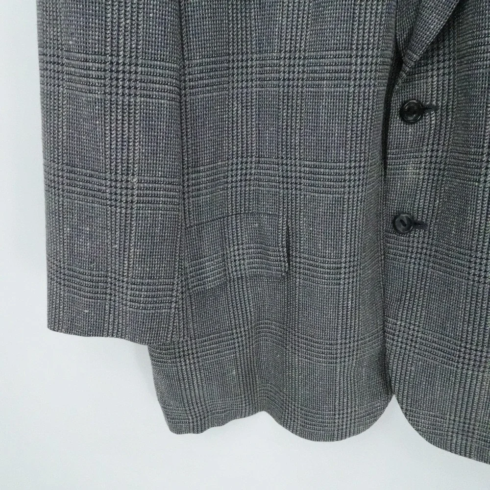 Oxxford Clothes Neiman Marcus Sport Coat Mens 44S Gray‎ Glen Plaid Wool